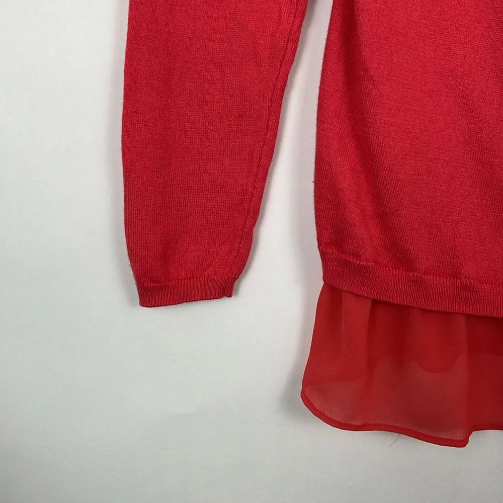 DKNYC blouse with layered hem in vibrant coral color M - Picture 6 of 9